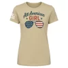 Sand All-American Girl t-shirt with aviator sunglasses flag graphic