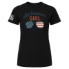 Black All-American Girl t-shirt with aviator sunglasses flag graphic