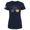 Navy All-American Girl t-shirt with aviator sunglasses flag graphic