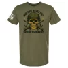 Brothers in Arms skull t-shirt with helmet and crossed rifles design - green