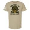 Brothers in Arms skull t-shirt with helmet and crossed rifles design sand