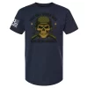 Brothers in Arms skull t-shirt with helmet and crossed rifles design- navy