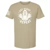 Sand Eat Sleep Gym Repeat t-shirt with hooded skeleton lifting barbell graphic and stars