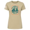 Sand-colored t-shirt with Even the Wind & Waves Mark 4:41 surf icon graphic