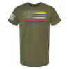 Military green multi-line thin flag shirt with seven service stripes