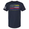 Navy blue Every Line Matters flag tee supporting police, fire, EMS, military