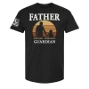 Black Guardian Father t-shirt with vintage sunset silhouette and patriotic sleeve flag