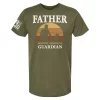Military green Guardian Father shirt featuring sunset design and GV sleeve insignia