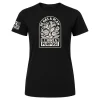 Black t-shirt with white floral-arch design and the text “He Has a Plan, I Have a Purpose”