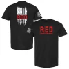 Black tee with distressed white flag and red “RED Remember Everyone Deployed” text, Genuine Valor sleeve insignia