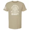 Sand Excuses Don’t Build Muscles Deadlift t-shirt with skeleton deadlift graphic and distressed American flag