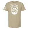 Sand color Mama Bear tee with bold white bear illustration and sleeve flag