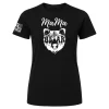 Black Mama Bear t-shirt with white bear graphic and patriotic sleeve flag