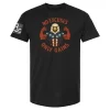Men's black "No Excuses, Only Gains" workout t-shirt featuring a muscular patriotic eagle flexing biceps, ideal for gym