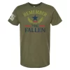 Military green Remember the Fallen tee with laurel and star graphic
