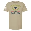 Sand color tribute shirt with patriotic Remember the Fallen design