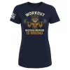 Navy Workout Because Murder Is Wrong t-shirt with buff cat deadlift graphic
