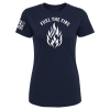 Navy blue Fuel the Fire tee with bold white flame graphic and “Fuel the Fire” text
