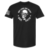 Black unisex t-shirt with a skull wearing a combat helmet, surrounded by the text “One Land, One Heart, One Oath.