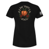 One Tough Peach women’s t-shirt in black with large empowering peach-themed back print symbolizing strength and confidence by Genuine Valor