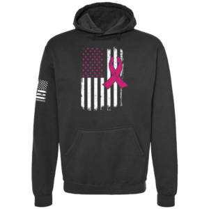 Breast Cancer Pink and White Flag Hoodie