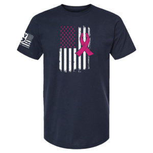 Alternative view of Breast Cancer Pink and White Flag T-Shirt