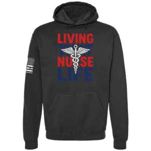 Living That Nurse Life healthcare tribute hoodie in black by Genuine Valor