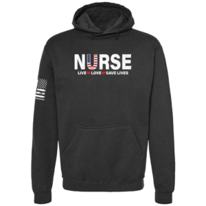 Nurse Live Love Save Lives patriotic hoodie in black by Genuine Valor