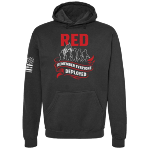 RED Remember Everyone Deployed patriotic hoodie in black by Genuine Valor