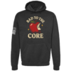 Bad to the Core hoodie in black with apple bite chest design by Genuine Valor