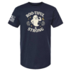 Navy t-shirt featuring a flexing ghost weightlifter graphic with “Boo-tiful & Strong” text
