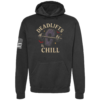 Deadlifts & Chill hoodie in black with coffin barbell chest design by Genuine Valor