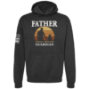 Father Devoted Dedicated Guardian hoodie in black with sunset silhouette chest design by Genuine Valor