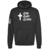 God Guts Glory hoodie in black with cross and bold faith message chest design by Genuine Valor