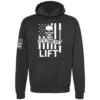 It’s Time To Lift hoodie in black with skull and flag chest design by Genuine Valor
