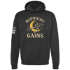 Midnight Gains moon barbell hoodie in black by Genuine Valor
