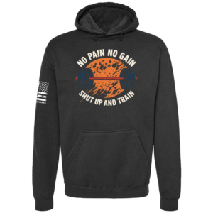 No Pain No Gain Shut Up and Train barbell hoodie in black by Genuine Valor