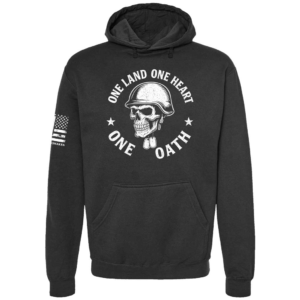 One Land One Heart One Oath patriotic unity hoodie in black by Genuine Valor