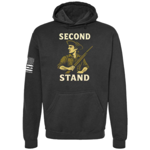 Second Stand patriotic minuteman hoodie in black by Genuine Valor