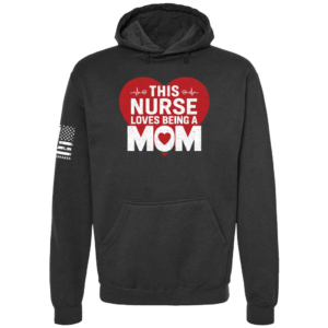 Nurse Mom heart tribute hoodie in black by Genuine Valor