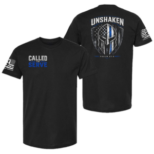 Alternative view of Unshaken Spartan Blue Line Tee